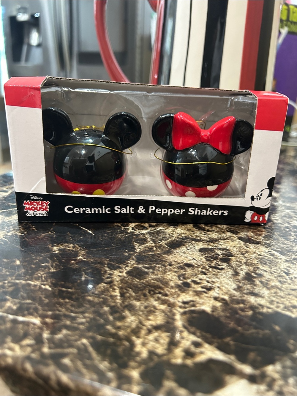 Disney Mickey & Minnie Ceramic Salt and Pepper Shakers - Black, Red, White
